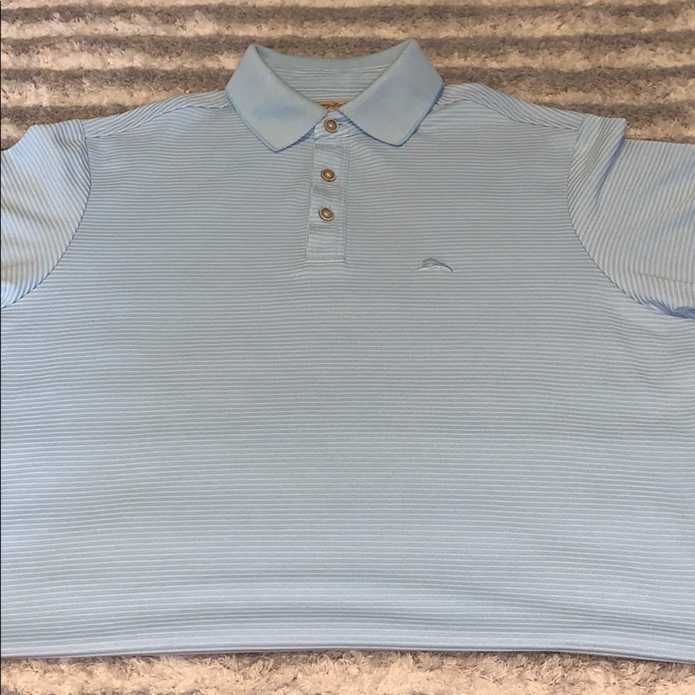 Tommy Bahama ribbed polo. Light blue size S